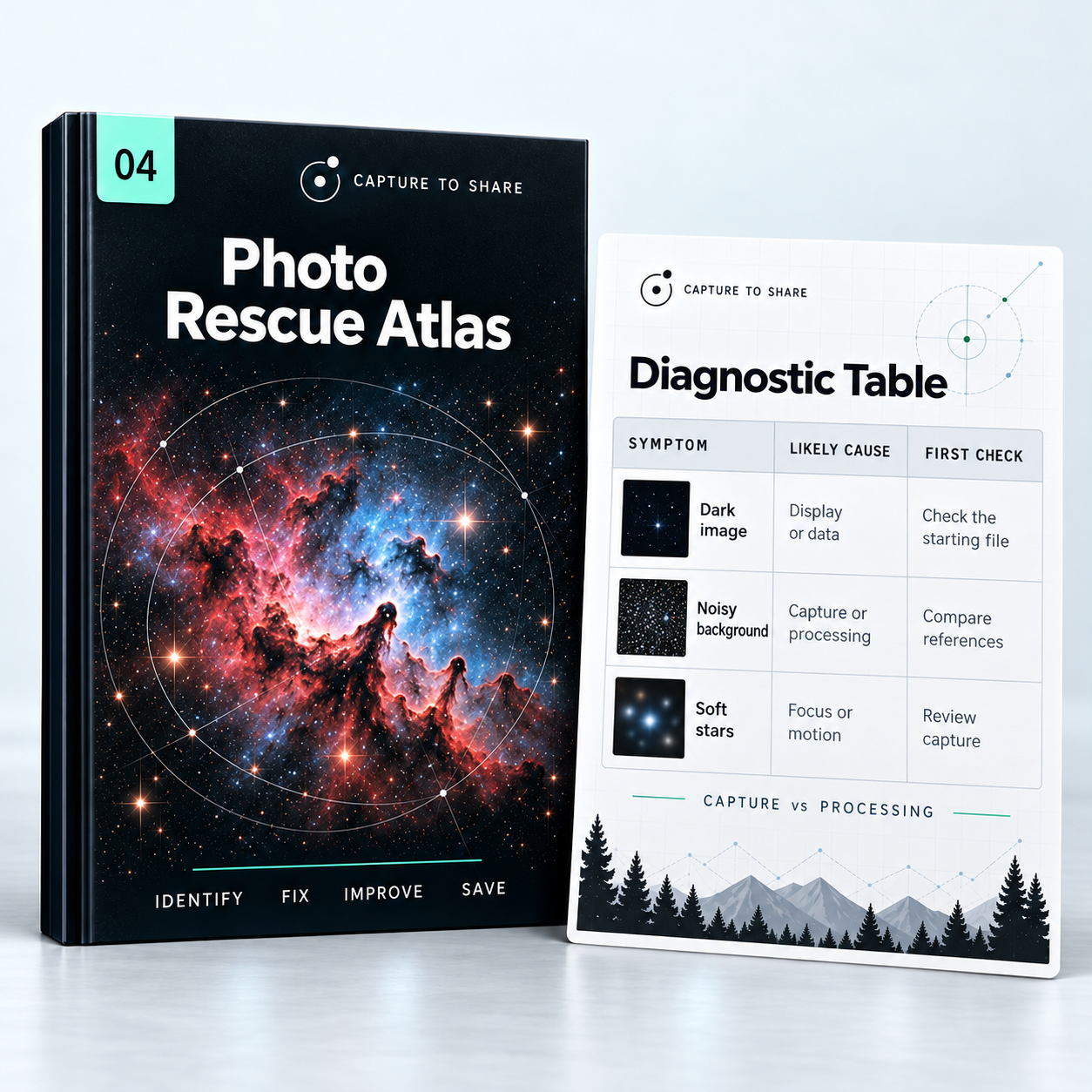 Photo Rescue Atlas — guide cover and included materials